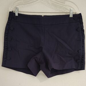 Saks Fifth Avenue Navy Button-Trim High-Rise Shorts It's missing a button.